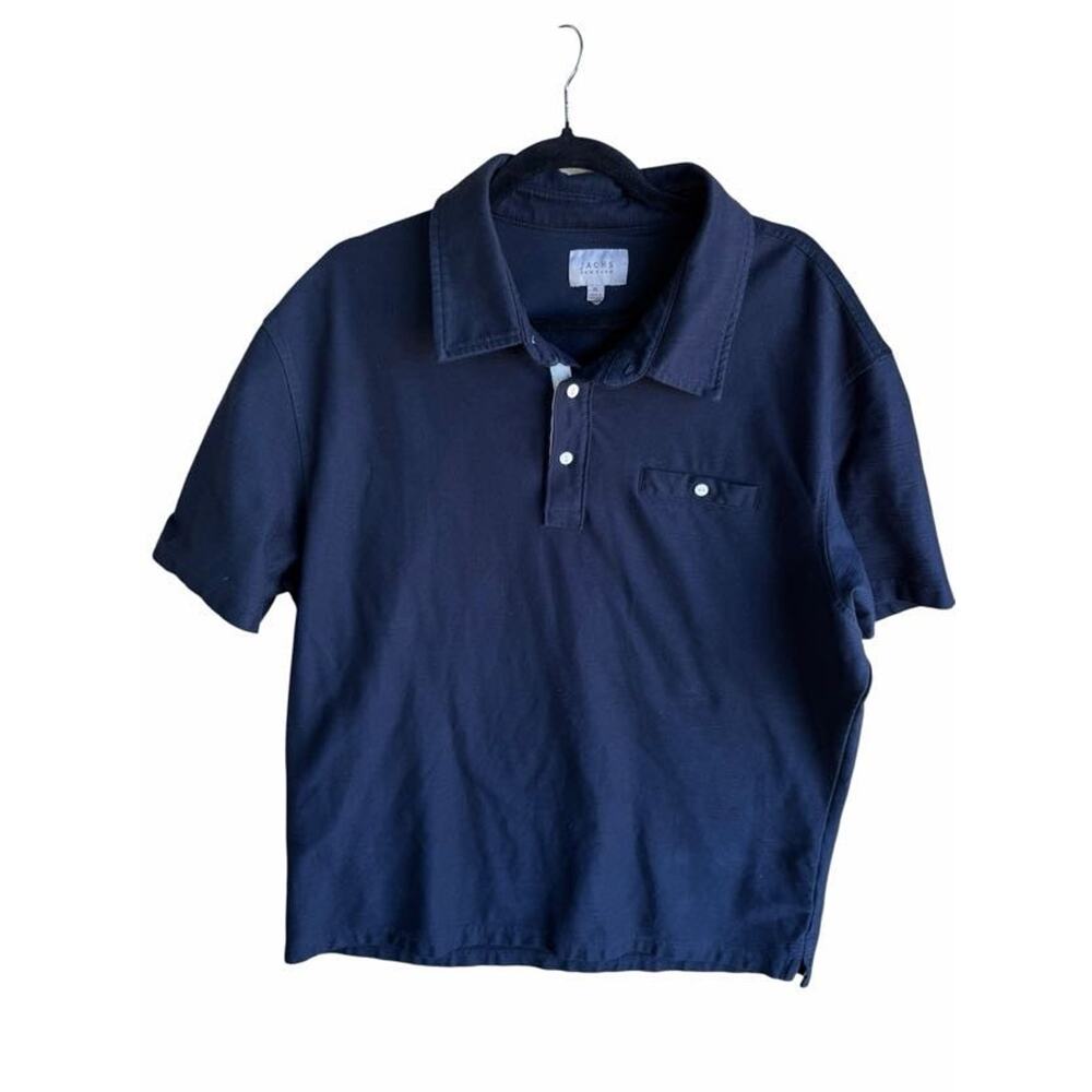Jachs NY Men’s BLACK Polo Shirt Short Sleeve Button Collar Pocket Casual XL